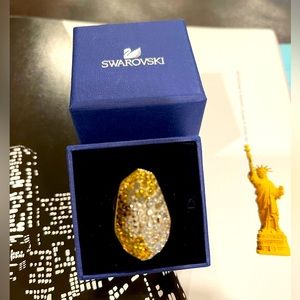 $220 New Swarovski Kinshasa Gold Ring with Yellow and Clear Crystals size 58
